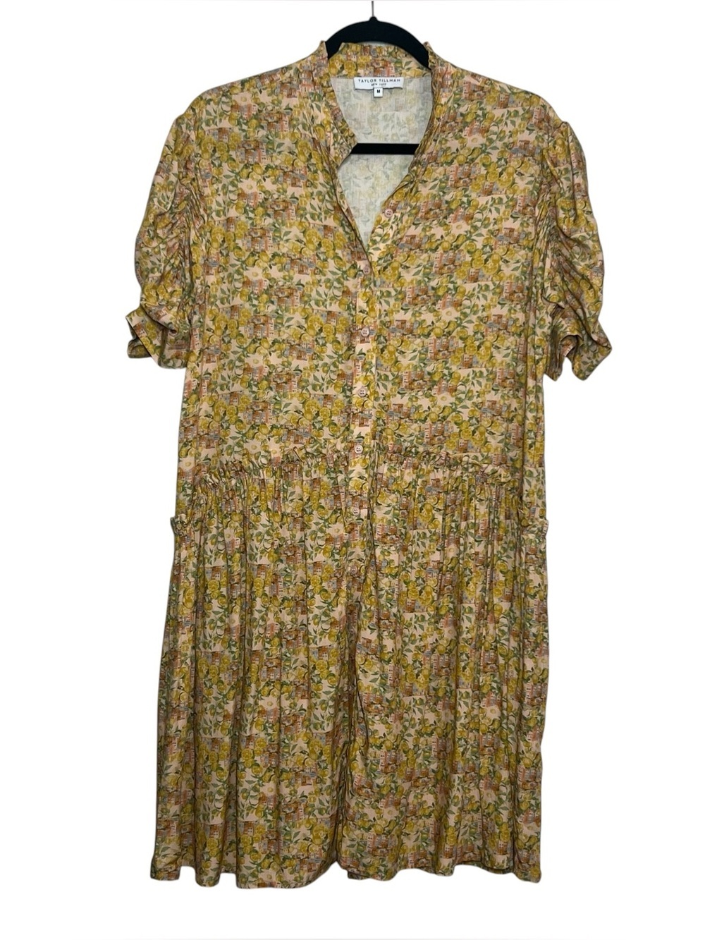 Taylor Tillman Veronica Shirt Dress Womens Size M Yellow Amalfi-coast Lemon